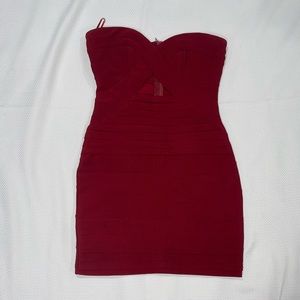 TOBI Burgundy Strapless Dress
